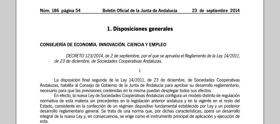 Cooperativas Agro-alimentarias de Andalucía aplaude la publicación del Reglamento de la Ley de Sociedades Cooperativas Andaluzas tras más de dos años de espera